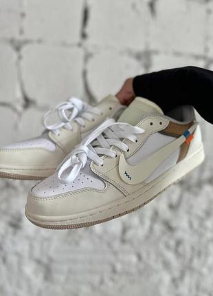 Женские кроссовки nike jordan 1 low og custom light khaki white premium