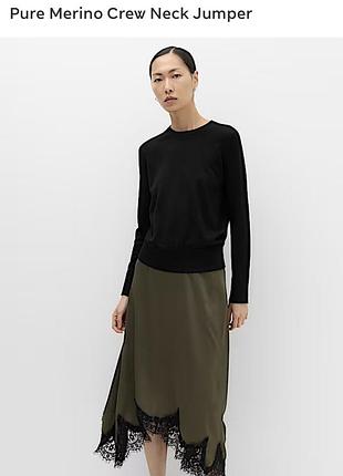 Жіночий вовняний джемпер  бренду marks & spencer з тонкої мериносової вовни (extra fine merino wool), розміру 18 чорний вовняний