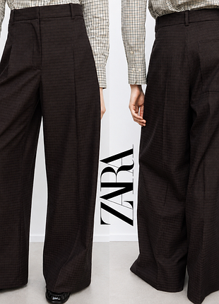 Zara широкие брюки палаццо в клетку с защипами