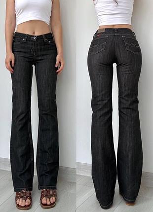 Джинсы черные серые низкая средняя талия посадка 36 s flared прямые bootcut клеш винтаж vintage 2000ые y2k