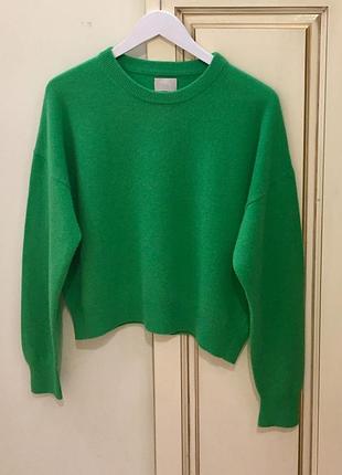 Новий.светр з кашеміру mr & hugs pure cashmere crew dropped shoulders sweater bright green orange оригінал.зі свіжих  колекцій