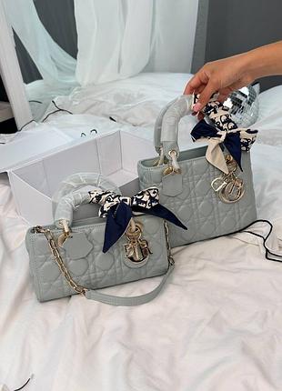 Женская сумка премиум lady di bag mint gray with gold