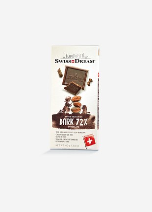 Темний шоколад swissdream 72% какао, 100 г, швейцарія