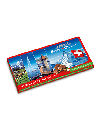 Сувенирная плитка swissdream молочный шоколад с фундуком, 100 г