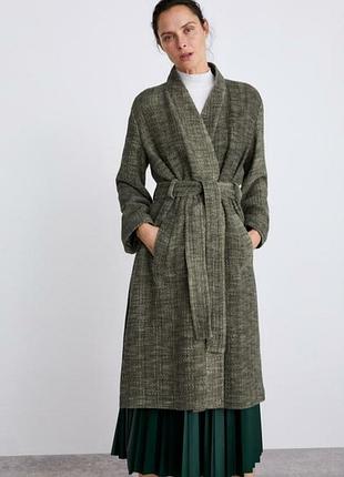 Zara фактурне гумка котонове пальто халат кімоно з поясом/6181/n
