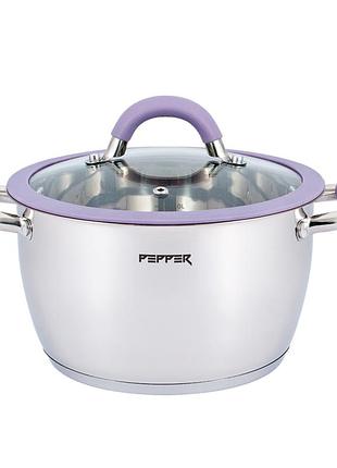 Pr-1109-20 кастрюля purple iris pepper (силик. ободок) 20 см. 3,2 л.