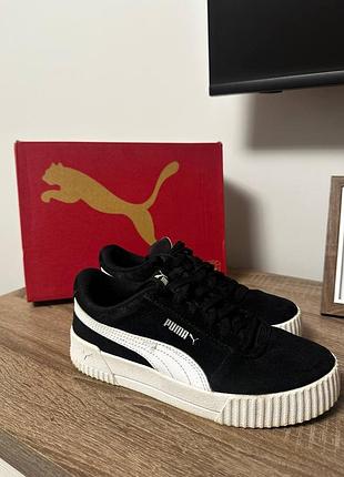 Жіночі чорні кросівки puma замшеві
