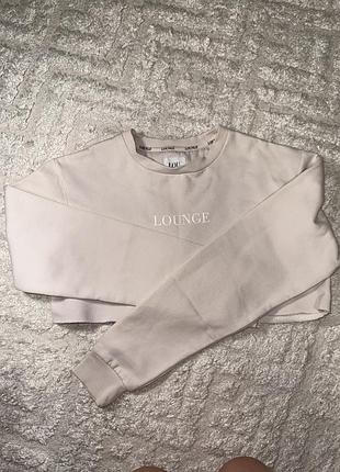 Бежевий кроп-світшот на флісі lounge underwear (s)