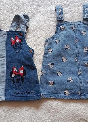 Джинсовые сарафаны disney минни маус для девочки, размеры 3-6мес(68см),9-12мес(80).