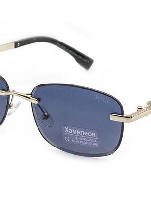 Женские брендовые солнцезащитные очки фотохромные безободковые пластиковые прямоугольные голубые chanel 856-c4
