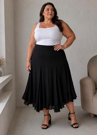 Чорна спідниця joanna hope, батал, з воланами 58-60 розмір, 4xl