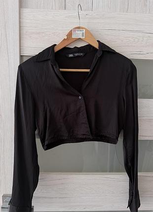 Укорочена чорна рубашка zara