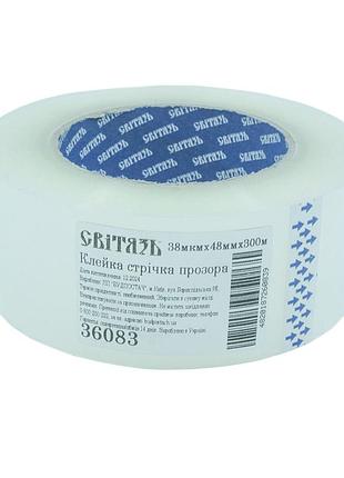 (36083) клейка стрічка прозора 38мкмх48ммх300м (світязь) new