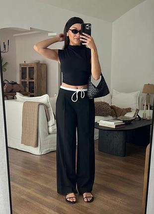 Брюки zara подвійний пояс xs