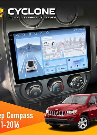 Штатна магнітола jeep compass, patriot 2011-2016 cyclone c10-012 4x64 dsp 4g