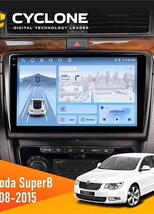 Штатна магнітола skoda superb 2008-2015 cyclone c10-012 4x64 dsp 4g