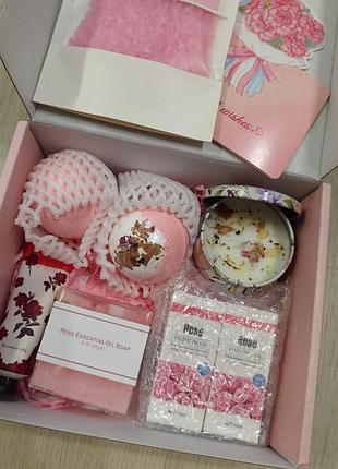 Подарунковий spa-бокс «rose care» / набір натуральної косметики троянда