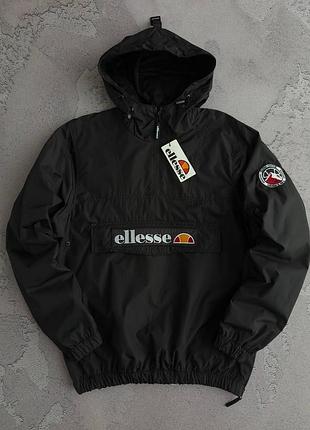Вітрівка анорак чоловіча чорна ellesse black! ветровка мужская чёрная анорак ellesse! куртка-анорак материал плащевка! размеры s-3xl!