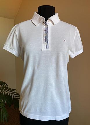 Поло tommy hilfiger біле, slim fit, розмір s
