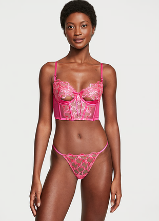 Комплект белья wicked shimmer heart embroidery peekaboo corset top victoria"s secret оригинал