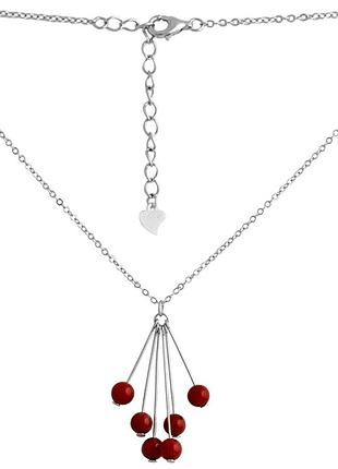 Серебряное колье proba с кораллом, вес изделия 3,41 гр (2131823) 420480 размер