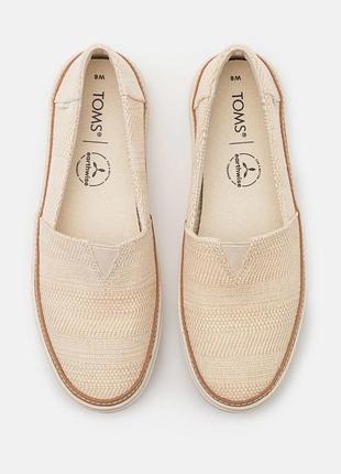 Toms parker vegan эспадрильи молочные текстильные новые на платформе