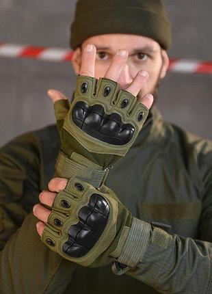 Ручатки безпалі outdoor tactics із захистом olive вт6010