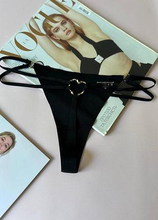 M-l-xl жіночі безшовні трусики-стринги з подвійними бретелями та металевим серцем, колір чорний l