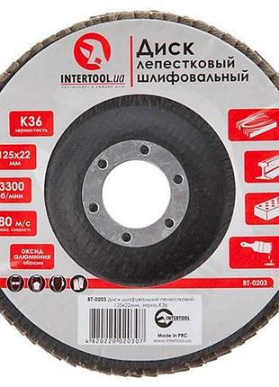 Круг лепестковый торцевой intertool 125 мм р36 (bt-0203)