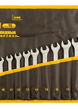 Набор рожково-накидных ключей mastertool 15 шт. (6-22 мм) холоднокатанный (72-0115)