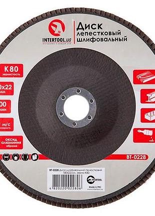 Круг лепестковый торцевой intertool 180 мм р80 (bt-0228)