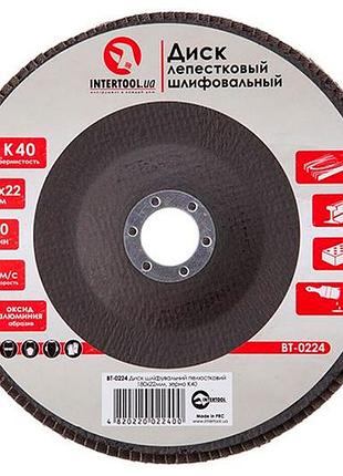 Круг лепестковый торцевой intertool 180 мм р40 (bt-0224)