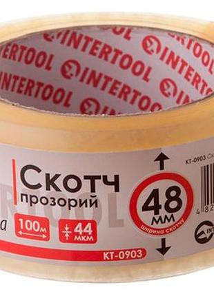 Скотч intertool 48 мм х 100 м х 52 мкм прозорий (kt-0903) (6 шт.)