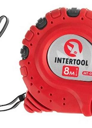 Рулетка intertool 8 м х 25 мм супер-магнит (mt-0308)