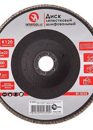 Круг лепестковый торцевой intertool 180 мм р120 (bt-0232)