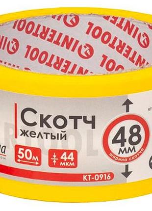 Скотч intertool 48мм x 50м x 44мкм жовтий (kt-0916)