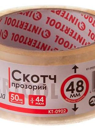 Скотч intertool 48 мм х 50 м х 52 мкм прозрачный (kt-0902) (6 шт.)