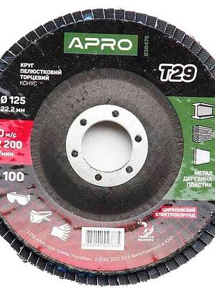 Круг лепестковый торцевой apro 125 мм x р100 цирконий прямой (830476)