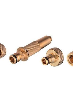 Набір латунний для поливу intertool-storm 1 насадка 1/2" × 1 адаптер 1/2 і 3/4" × 2 конектори 1/2" (ge-1426)
