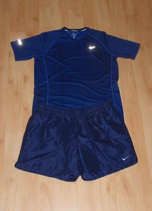 Спортивний костюм/комплект nike dri-fit running miler under training шорти + футболка original l-xl asics run nb