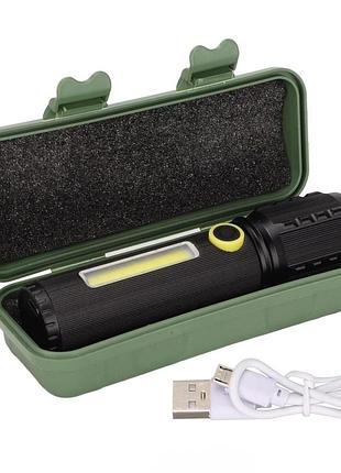 Ручной фонарь с боковой подсветкой bl c63 cob+usb charge ∙ фонарик ручной bl-c63 cob с usb зарядкой