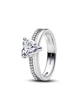 Серебряное кольцо колечко пандора сердце прозрачное pandora 16.5