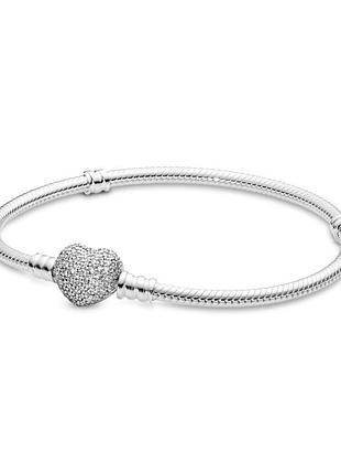 Оригінал original pandora пандора оригінальний срібний браслет серце з камінням 590727cz 19