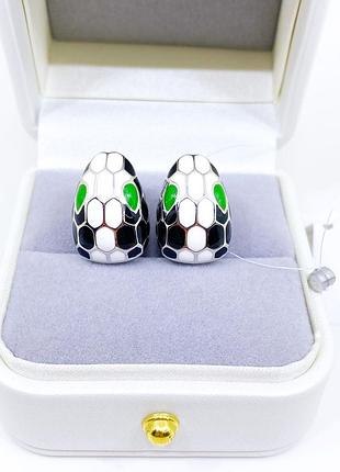 Сережки емаль змії булгарі bulgari срібло