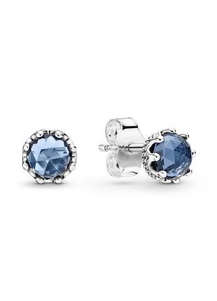 Оригінал original pandora пандора оригінальні срібні сережки синій камінь корона 298311nmb
