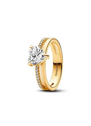 Серебряное кольцо колечко пандора сердце прозрачное золото pandora 19