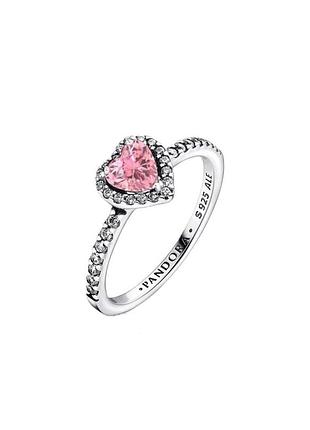 Серебряное кольцо колечко пандора сердце розовое pandora 18.5
