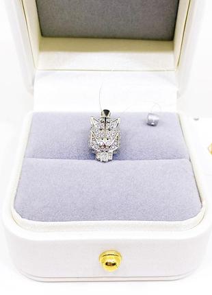 Ожерелье подвеска кулон тигр с камнями картье cartier серебро