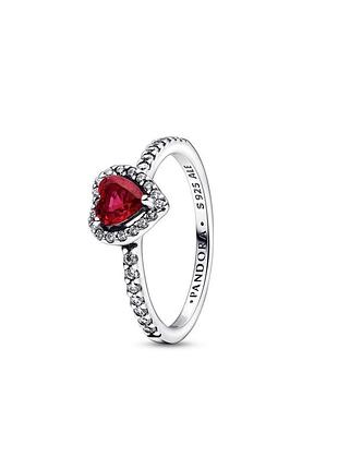 Серебряное кольцо колечко пандора сердце красное pandora 17