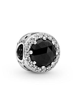 Оригінал original pandora пандора оригінальний срібний шарм підвіска кулон чорний круглий камінь 797487nck